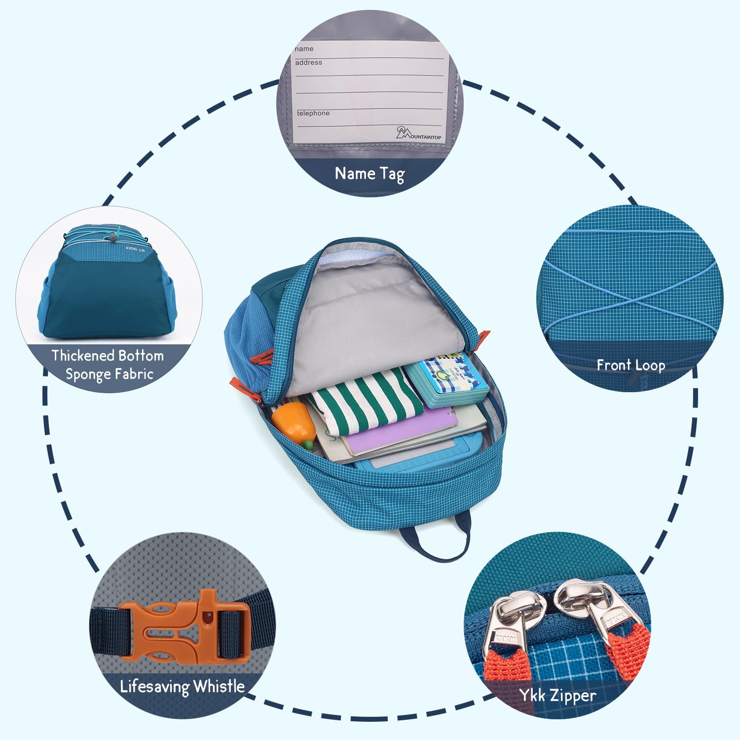 Mountaintop 15L Kinderrucksack Rucksack Kindergarten Jungen Mädchen Kleiner Tagesrucksack Schulrucksack Kindertasche