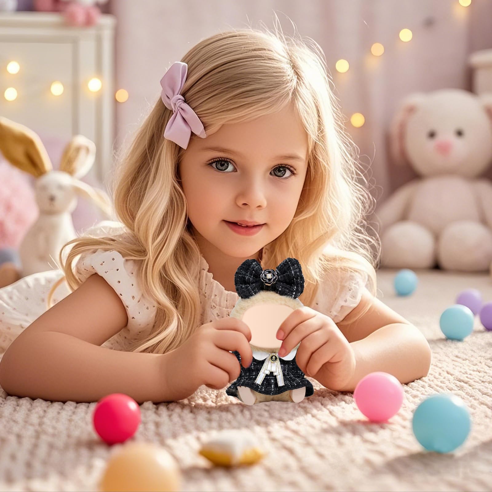 Plush Toy, Black Style Outfit Set for Doll, Toy Girl Clothes for Doll with Headband and Bow Tie,Perfect for Display or Play - Image 6 thumbnail