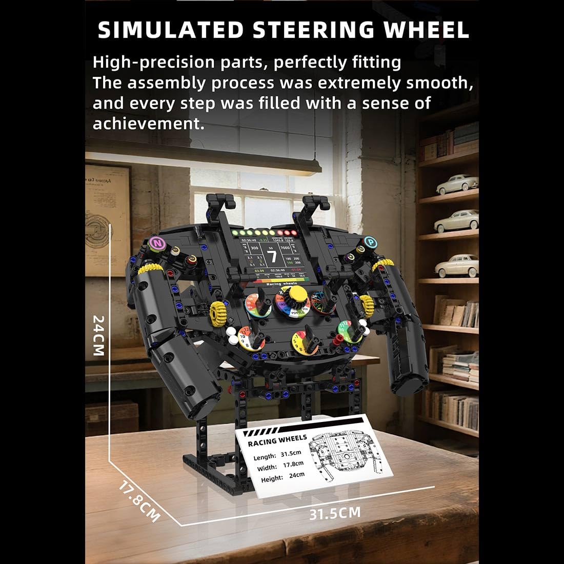 Simulateur de course - Jeu de construction de volant - 833 pièces - Simulateur de course mécanique - Simulateur de voiture de conduite - Cadeau pour adulte