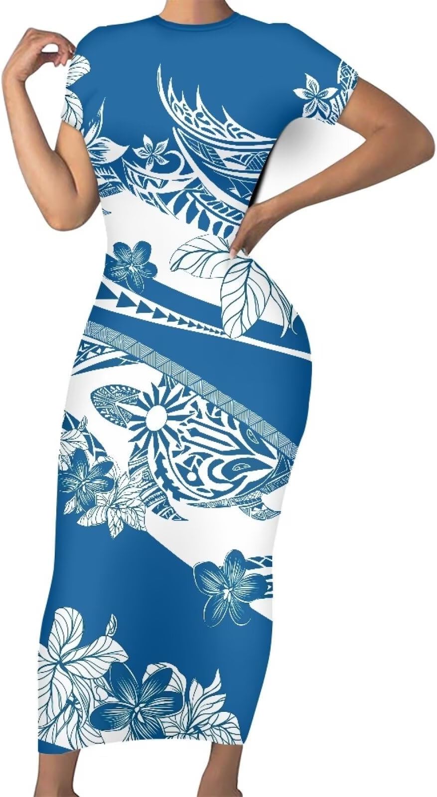 Polynesian Dress for Women Maxi Dresses Puletasi Samoan Womans Summer Dresses Bodycon Plus Size Dress,XS-4XL