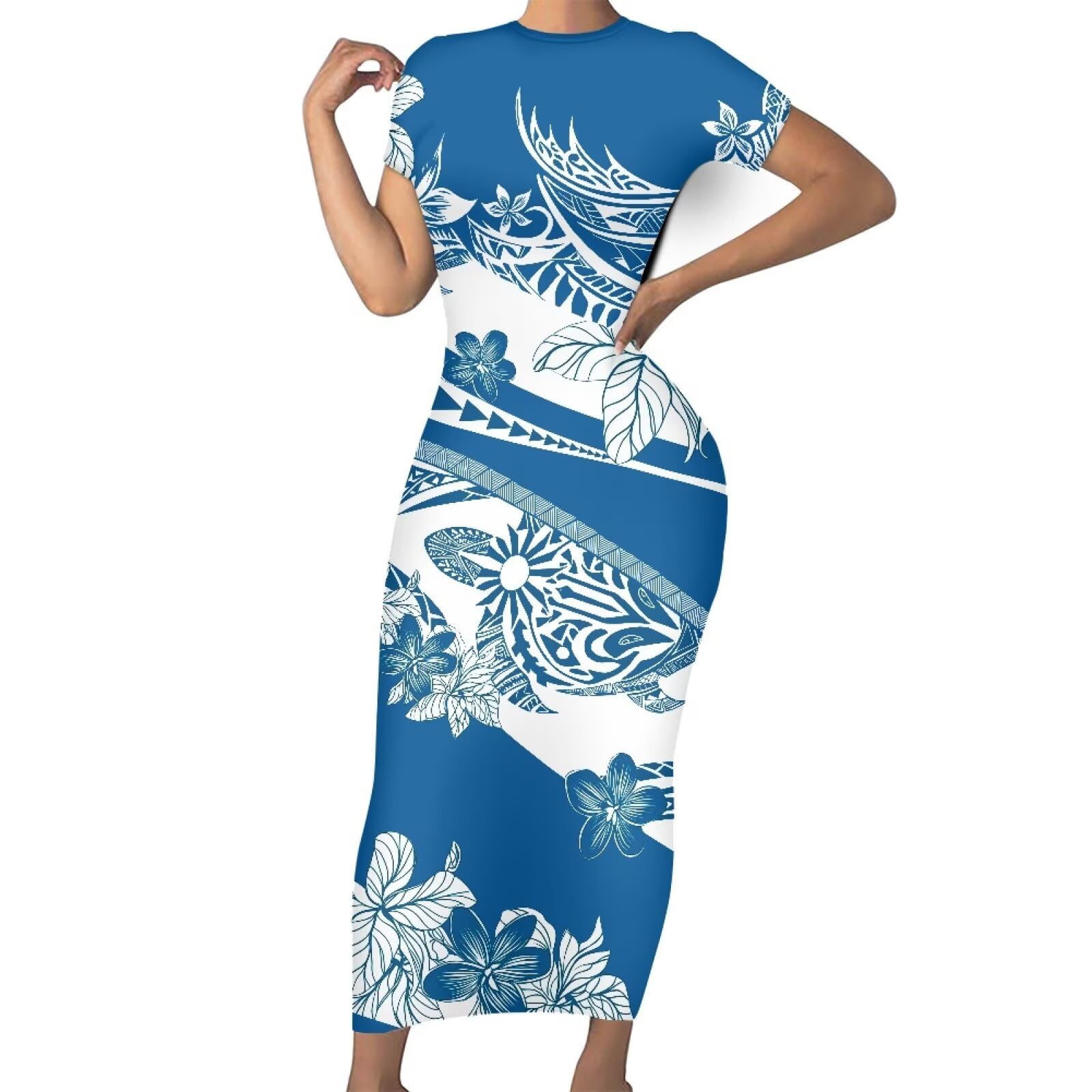 Polynesian Dress for Women Maxi Dresses Puletasi Samoan Womans Summer Dresses Bodycon Plus Size Dress,XS-4XL