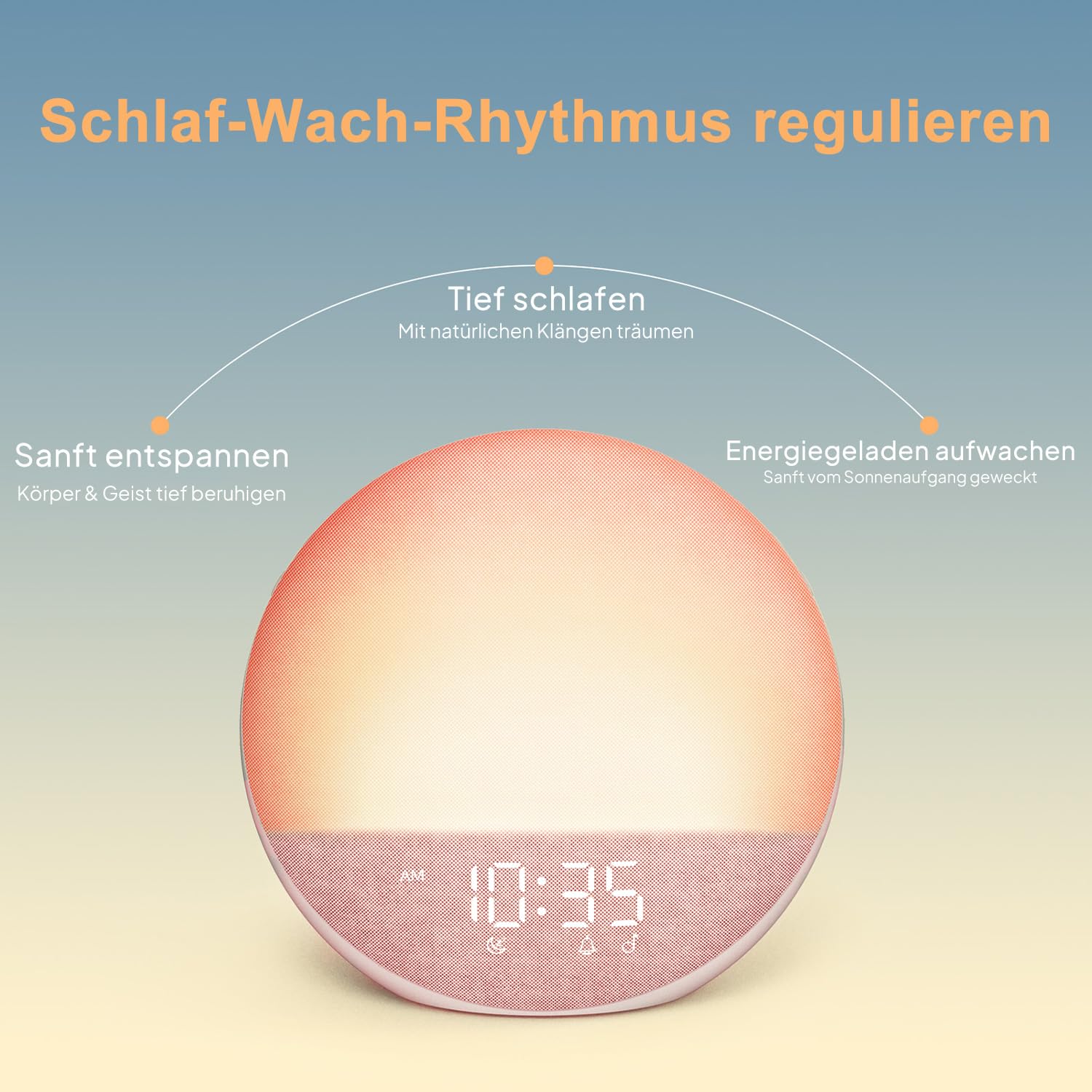 Sveglia con luce diurna, bianco rumore, con Bluetooth, 25 suoni naturali con timer, luce notturna RGB per camera da letto (rosa ciliegio)