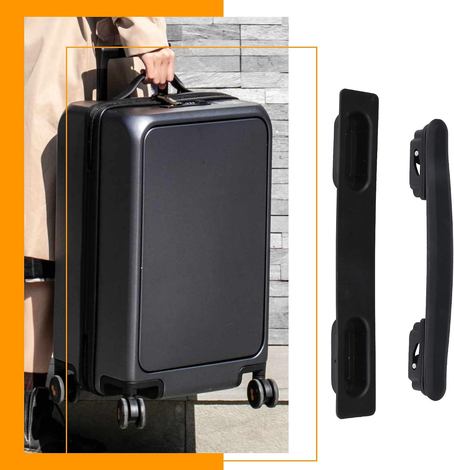 Black Plastic Handle Flexible Spare Strap Handle Grip Replacement for Suitcase Luggage Case (B116)