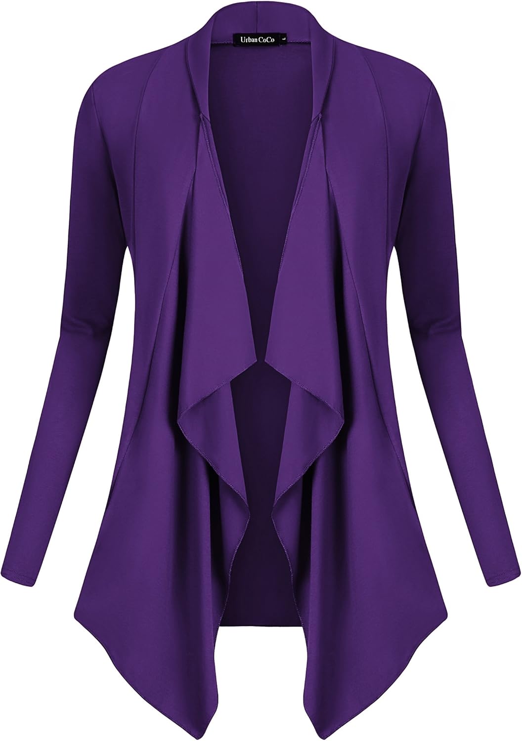 Urban CoCo Women's Drape Front Open Cardigan Long Sleeve Irregular Hem - Image 2