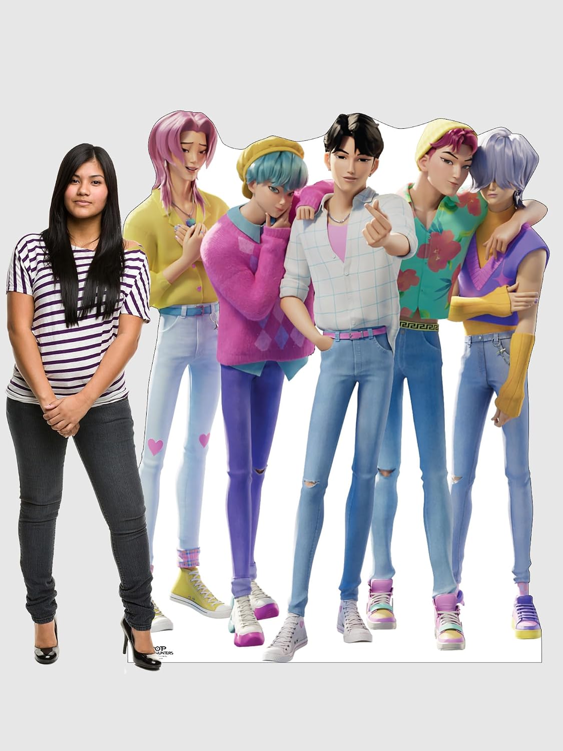 KPop Demon Hunters Saja Boys Cardboard Cutout Standee – Life Size Character Display for Fans, Parties, or Room Décor – Jinu, Abby, Mystery, Romance, and Baby Saja Boys - Officially Licensed