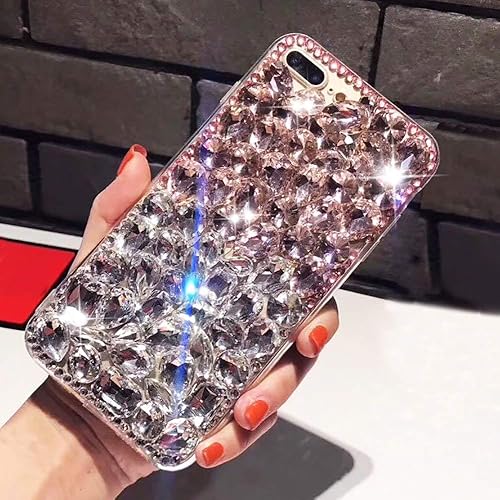 Miniatura 2 de LCHDA Funda con diamantes brillantes para iPhone 8 Plus7 Plus 5.5 con purpurina de cristal transparente con diamantes de imitación de lujo, funda