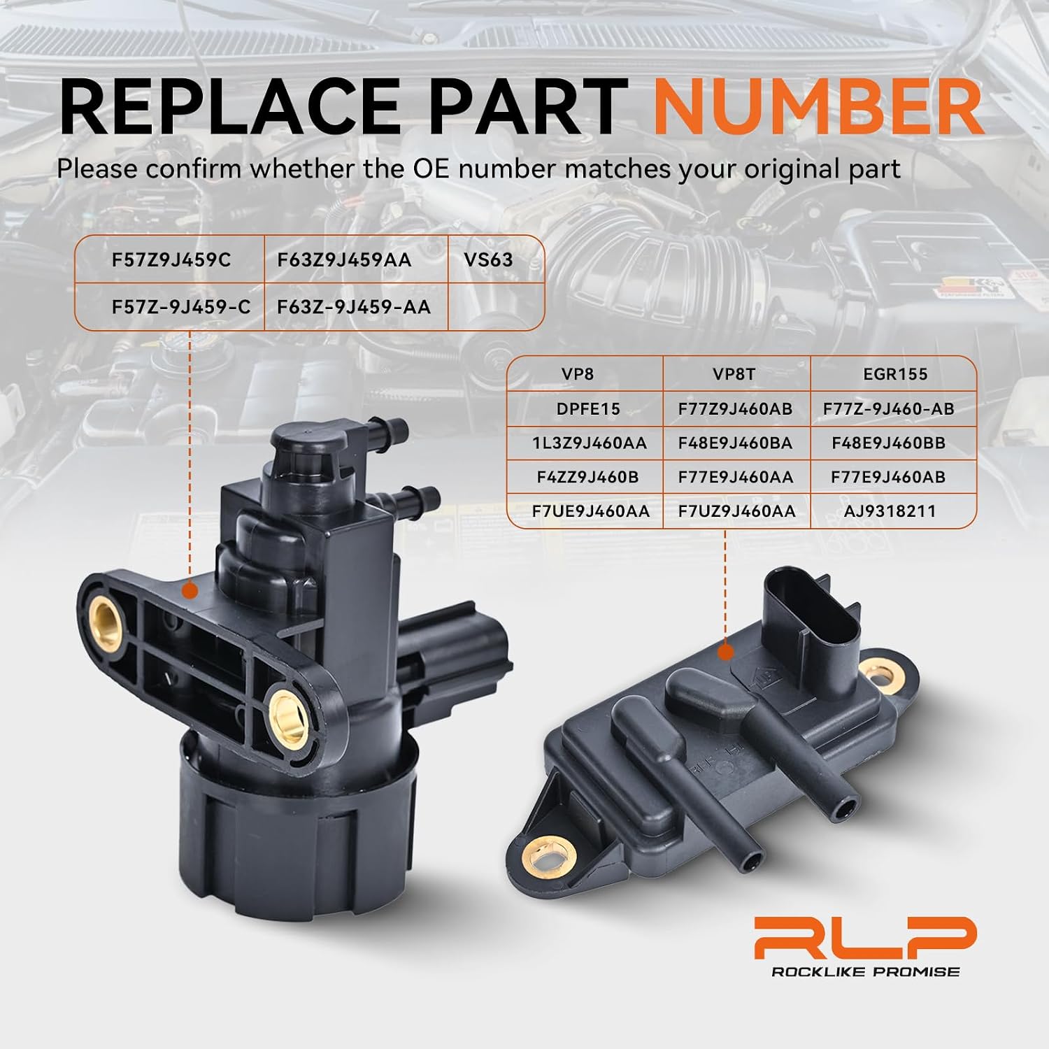 EGR Pressure Feedback Sensor DPFE15 & EGR Vacuum Solenoid Valve Kit Replace OE# F77Z9J460AB F57Z9J459C
