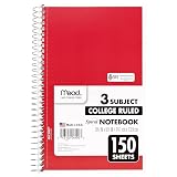 Mead Small Spiral Notebook, 3-Subject, College Ruled Paper, 9-1/2" x 5-1/2", 150 Sheets per Notebook, Color Will Vary, 1 Count (06900) – view 11
