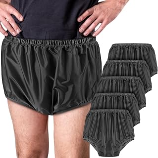 Amyhill 5 Pcs Adult Leakproof Underwear for Incontinence Washable Reusable Waterproof Pants Diaper Pull-On Cover Cloth Use Women Men(Medium,Black)