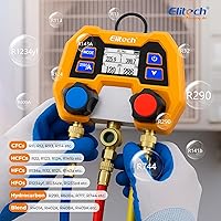 Vista 5 de Elitech Digital Manifold Gauge for HVAC, Refrigeration & AC Systems - Supports R410A/R454B/R134 etc. Refrigerants, Pressure & Temperature