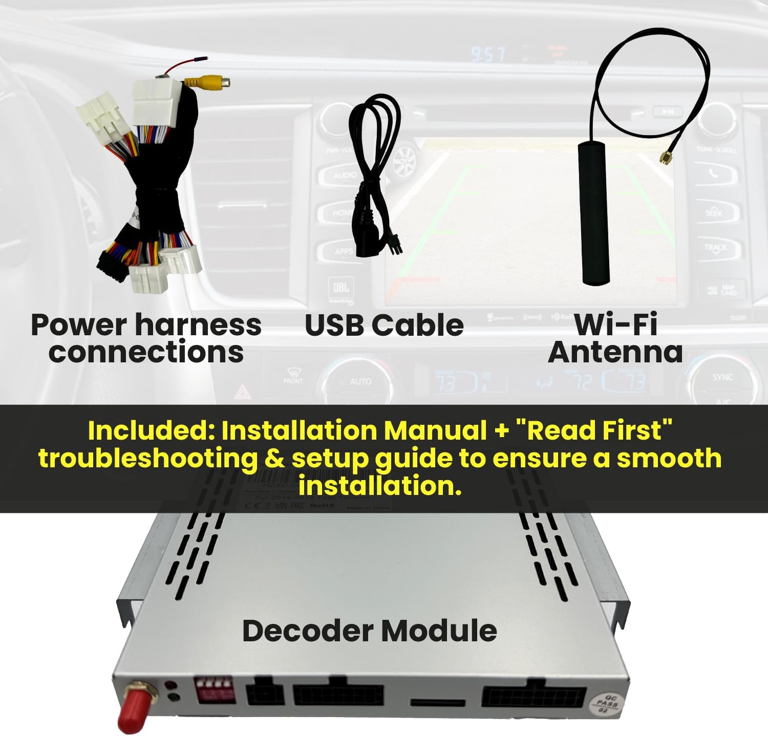 Wireless/Wired Adapter for CarPlay Android Auto Compatible with Toyota Highlander 2014-2019 Entune 2.0 High Definition Audio High Screen Resolution.