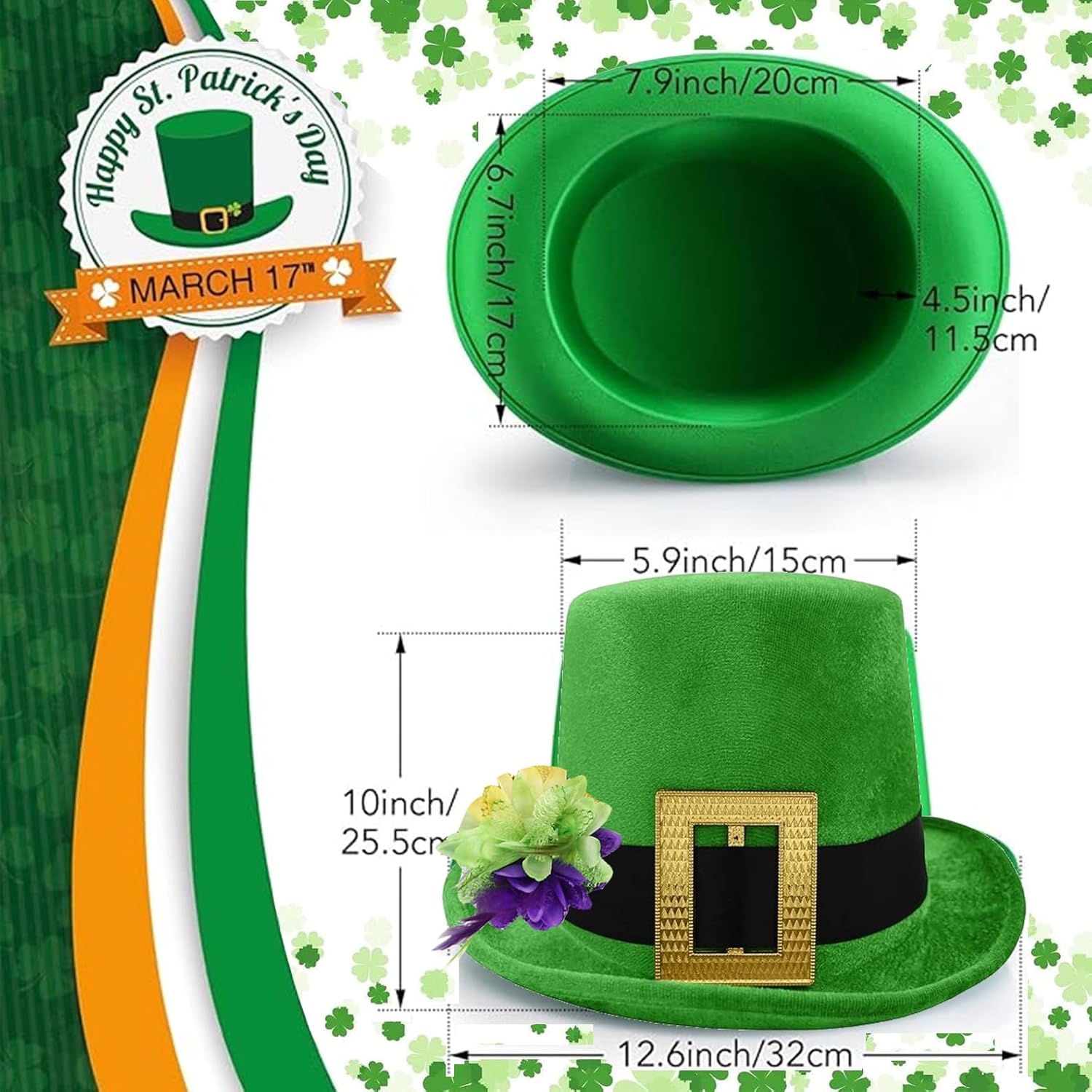 2 pcs St. Patrick's Dayleprechaun hat st patricks day hats for men Women St. Patrick's Day Irish Party Accessories Parade