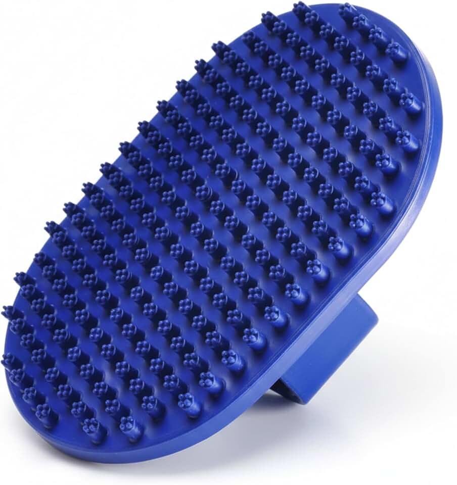 Rubber Grooming Brush for Dogs & Cats - Gentle Deshedding Bath Brush for Short & Medium Hair - Soft Bristles, Anti-Slip Grip, Easy to Clean