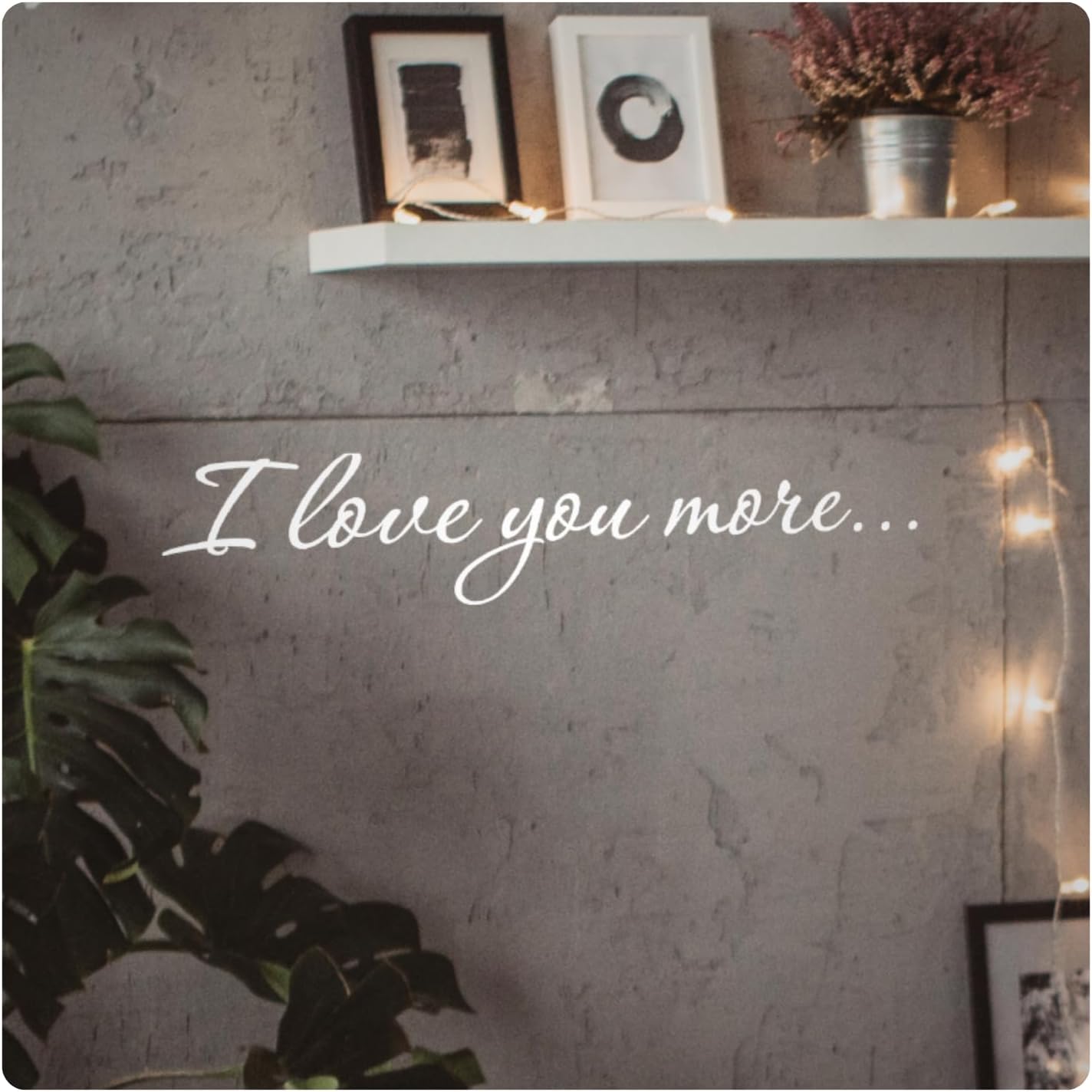 My Vinyl Story - I Love You More - Inspirational Romantic Wall Decal Sticker Quote Art Decor Positive Saying for Home Bedroom Nursery Above The Bed Newlyweds - Removable (Black, 48x10 inches)
