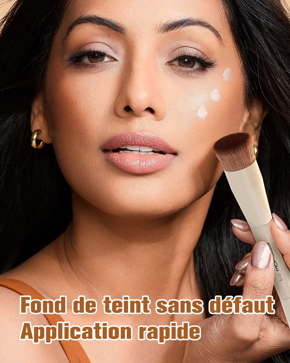 EIGSHOW Pinceau pour fond de teint et anticernes, pinceau de maquillage à double extrémité pour un fond de teint impeccable et un anticernes de précision, végétalien et sans cruauté (D110 Beige)