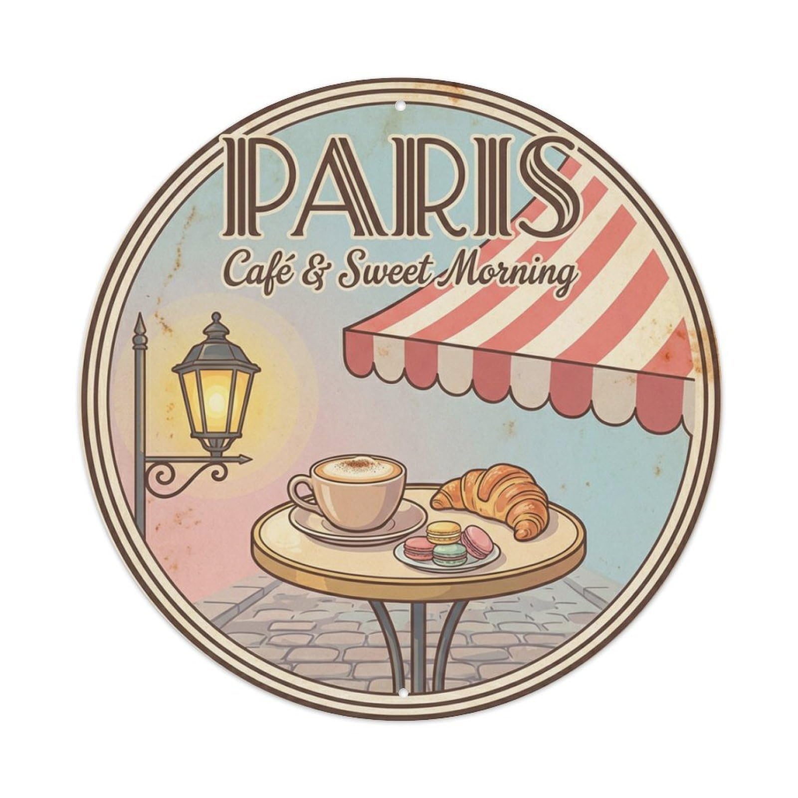 Olhnbad Style Cafe Sweet Morning Cuisine Culture Paris Travel Classic Metal Tin Sign
