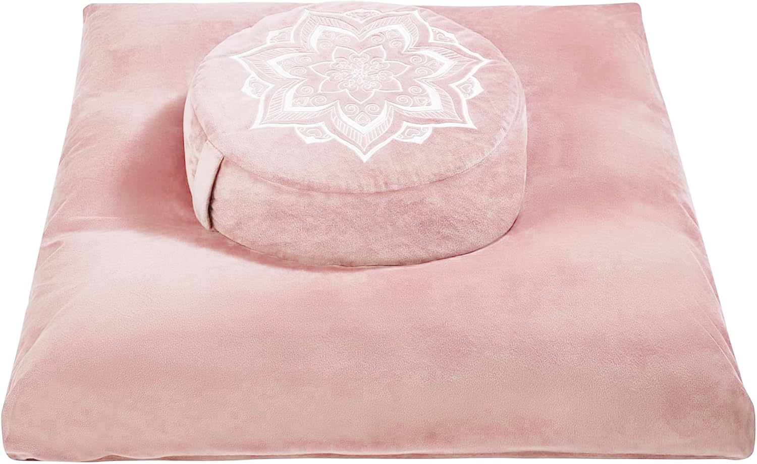 Meditation Zafu Cushion Set with Buckwheat Hulls & Memory Foam - Ergonomic Support for Yoga & Sitting - Removable Machine-Washable Luxury Velvet Cover - for Adults and Kids (Grey)