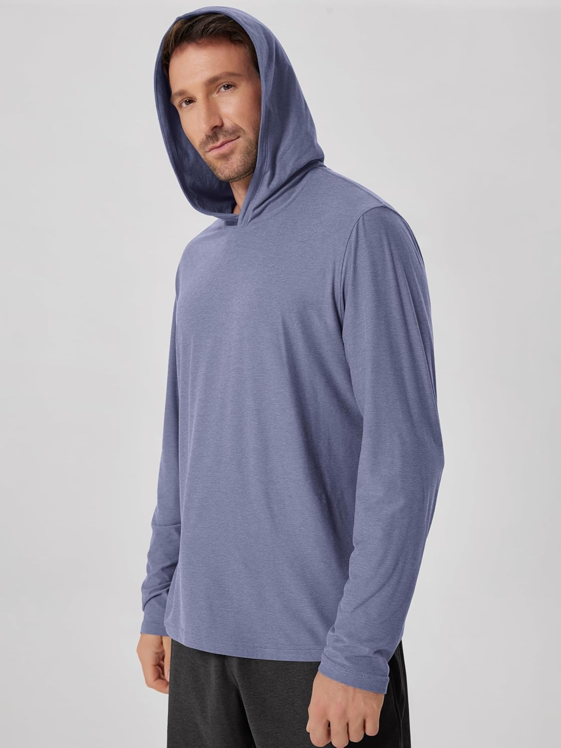 ODODOS Men's Long Sleeve Hoodie - odSTRATUM Tech Performance Pullover - Ultra Soft Moisture Wicking UPF 50+ Top