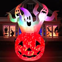 Halloween Inflatables Pumpkin Ghost Outdoor Decorations 6ft Giant Blow Up Three Ghost Inflatable Yard Decor with Built-in Colorful LED Lights for Holiday Party Lawn Garden Home Indoor Outside