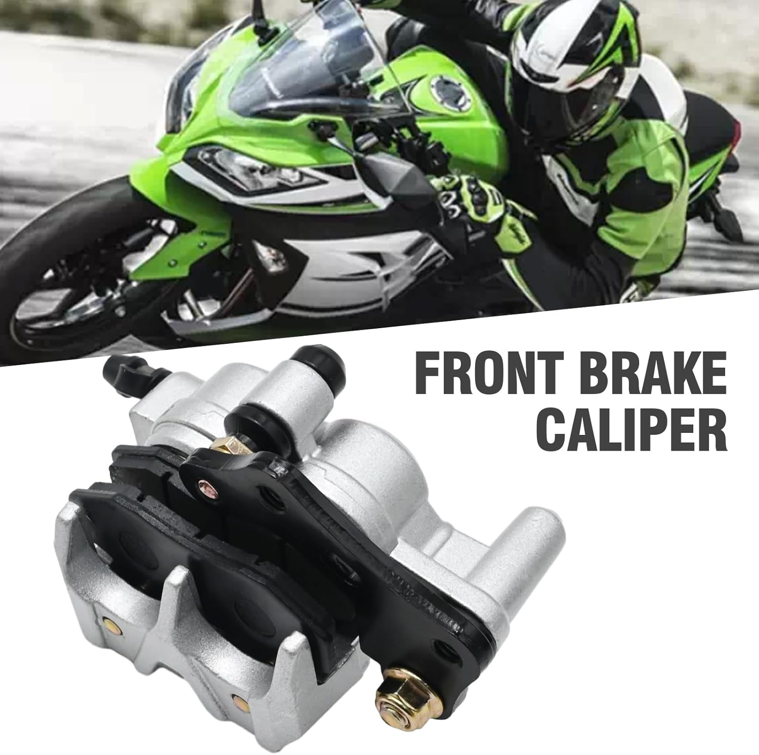 Motorcycle Caliper, Front Brake Caliper Replacement for Kawasaki Ninja 250 250R EX250F 2008-2012 43080-0062-GN 43080-0093-GN