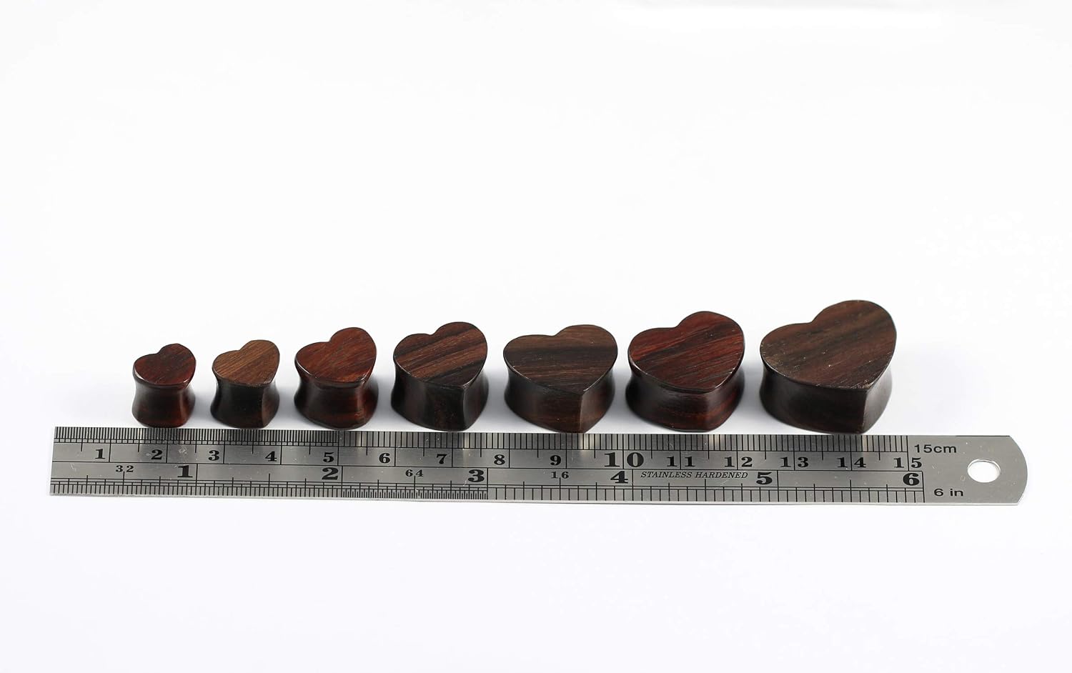 Flat Heart Sono Natural Wood Double Flared Gauge Ear Stretcher Saddle Plug Body Piercing Jewelry