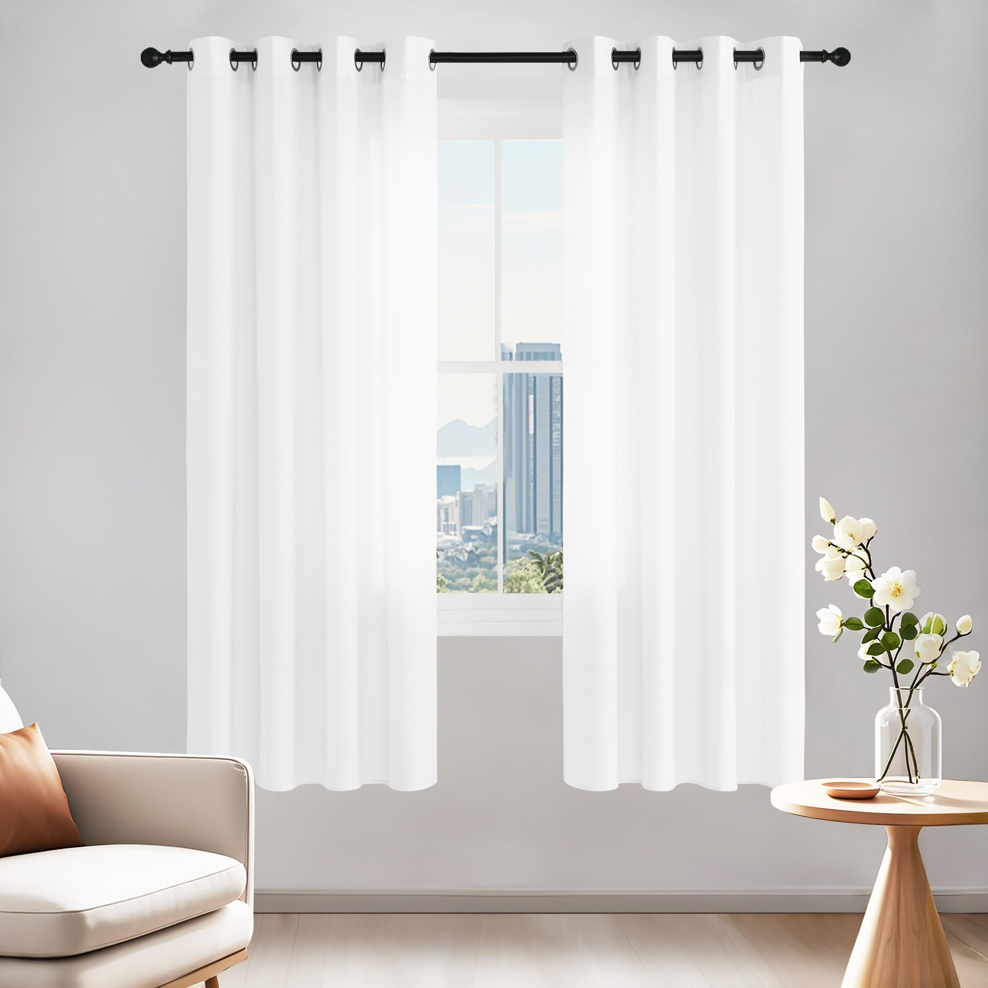 PONY DANCE Non-See-Through White Voile Curtains 72 Drop - Image 4