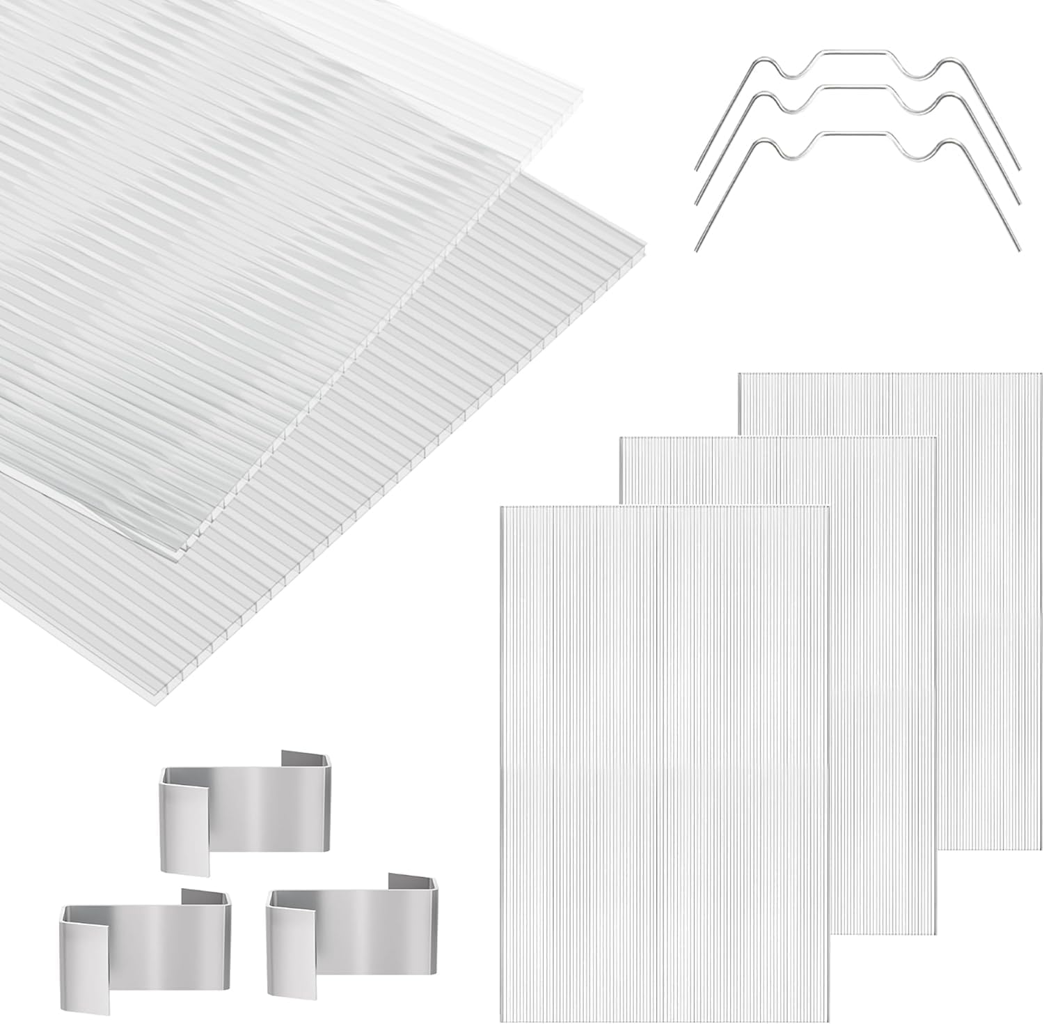 14 Pcs Greenhouse Replacement Panels, 2' x 4' x 0.315'' Twin Wall Panels,Polycarbonate Sheets for Farmers, Gardening Enthusiasts, Small Users to Build greenhouses, Make DIY handicrafts