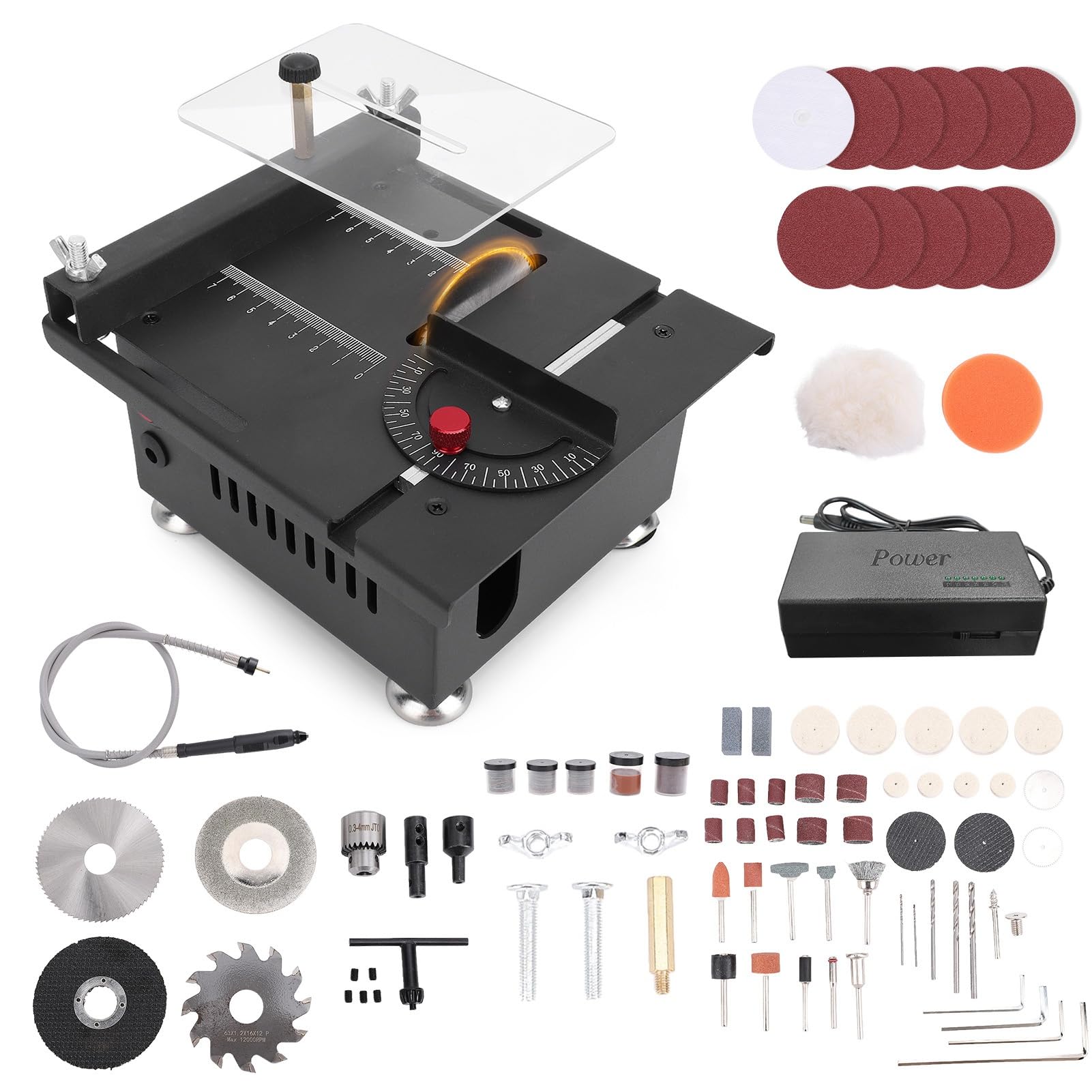 Mini Biurkowa Maszyna do Cięcia, Mocna Elektryczna Piła Stołowa do Drewna, Plastiku, Akrylu, Cięcie z 7 Poziomami Prędkości dla Hobbystów Domowego Warsztatu (Wtyczka UE)