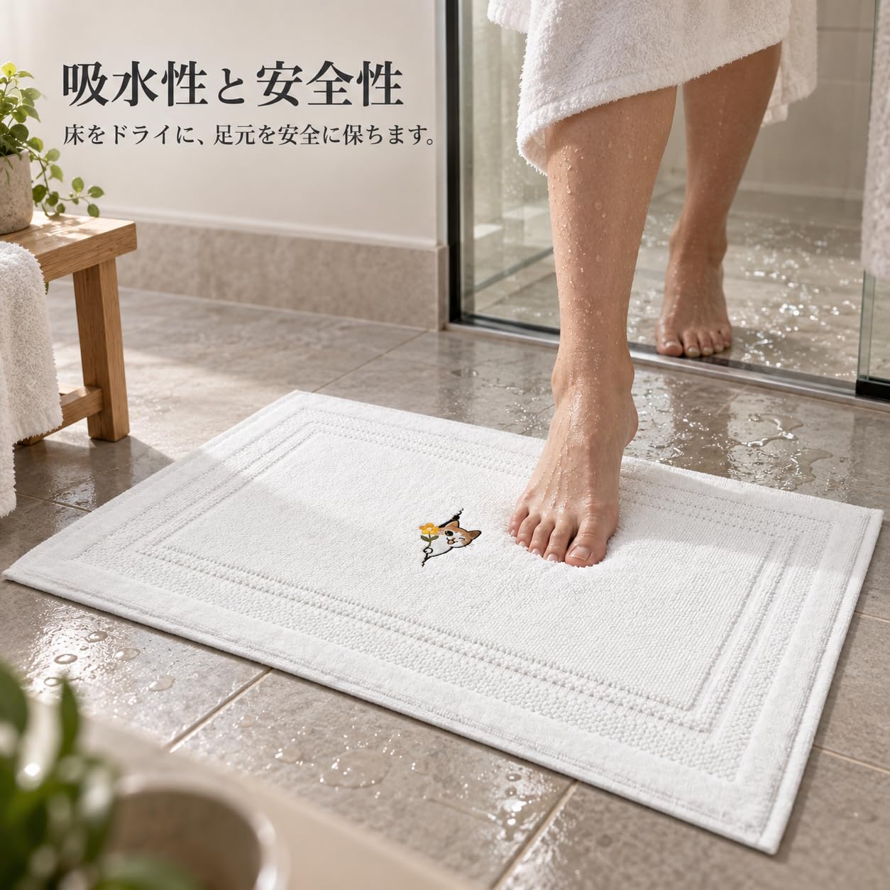 Alfombrilla Baño Algodón, Floral, 50x80CM