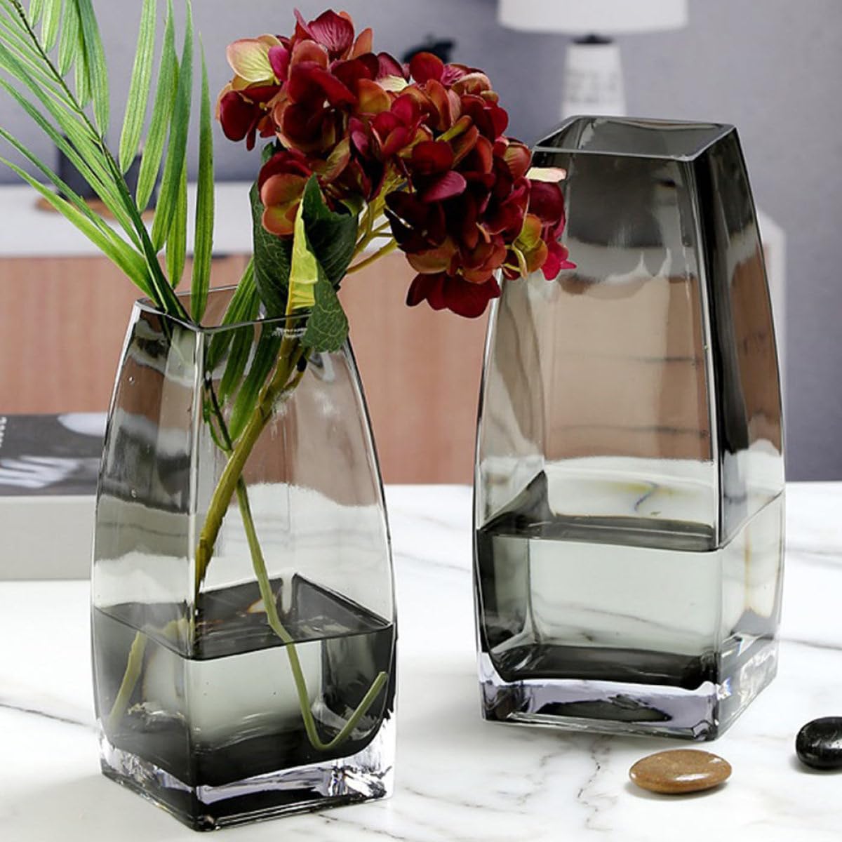 SHINEOFI Moderne Nordische Glasvase Transparent Tisch Glasblumenbehälter aus Glas Dekorative Aufbewahrungs und Hydroponikvase für Wohnzimmer und Wohndeko