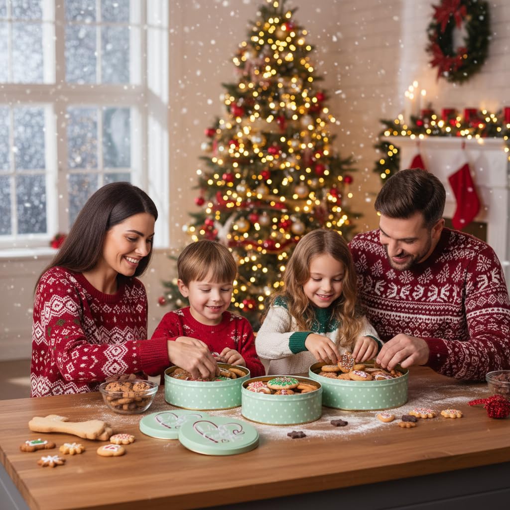 Brandsseller 3er Set Keksdose Hüftgold Weihnachtsdose Plätzchendose Gebäckdose Aufbewahrungsdose Metall