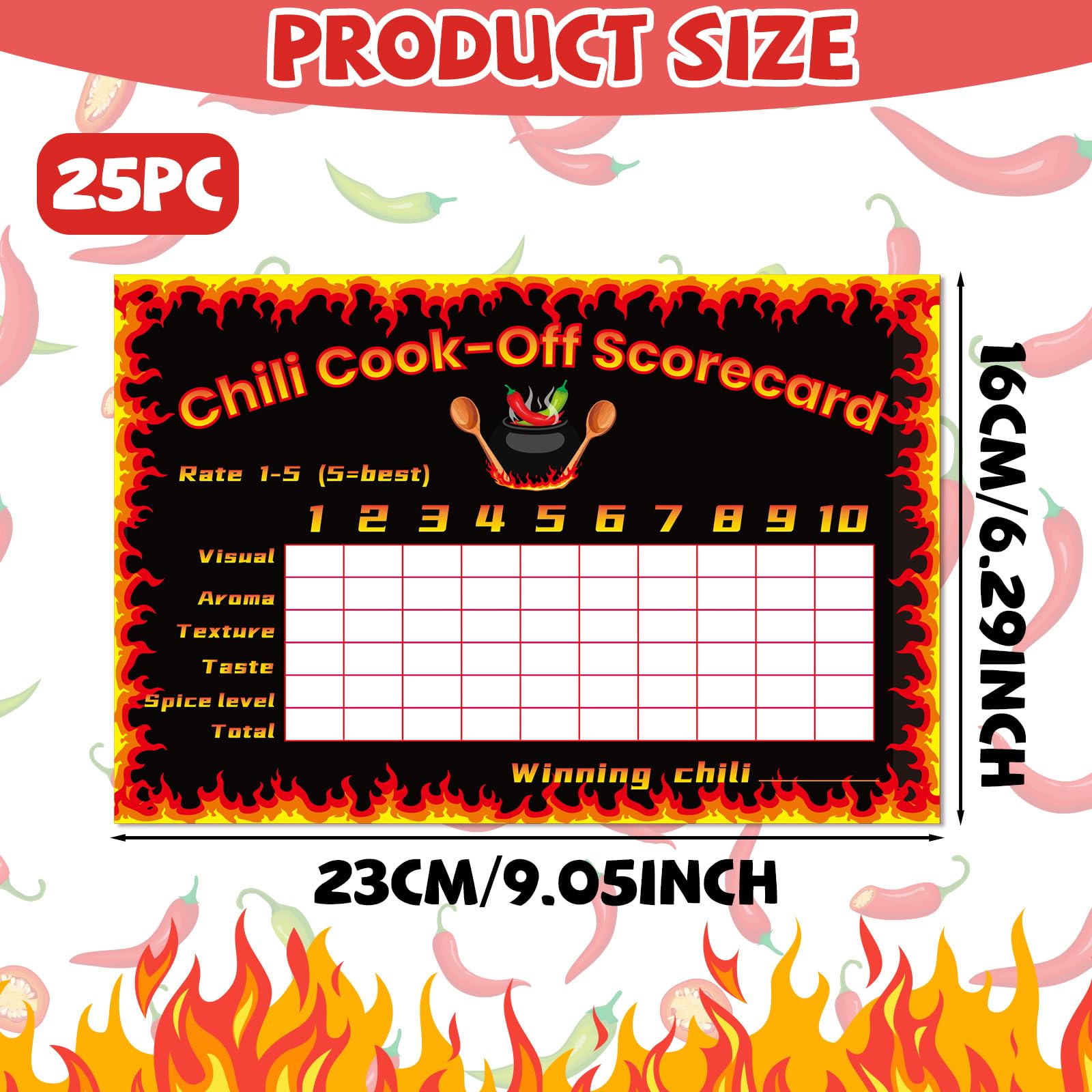 Tkifoda Chili Cook Off Scorecard, Score Sheets, Score Pads, Voting Cards for Chili Cook Off Competition (Chili Cook Off Scorecard)