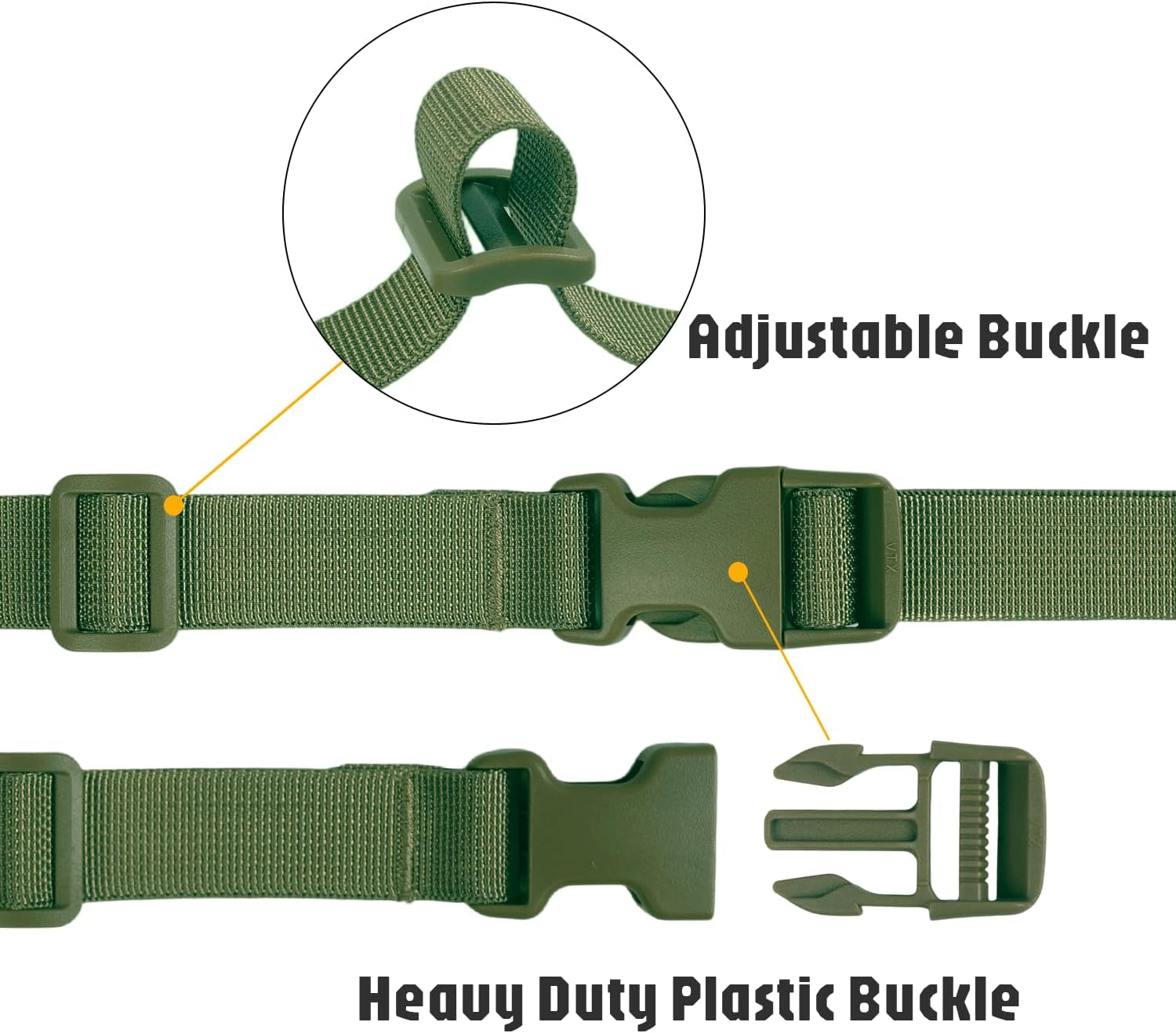 XTACER 1 Inch Molle Backpack Accessory Strap Luggage Straps Cover Strap Sleeping Bag Strap with Buckle (Green, 24in)