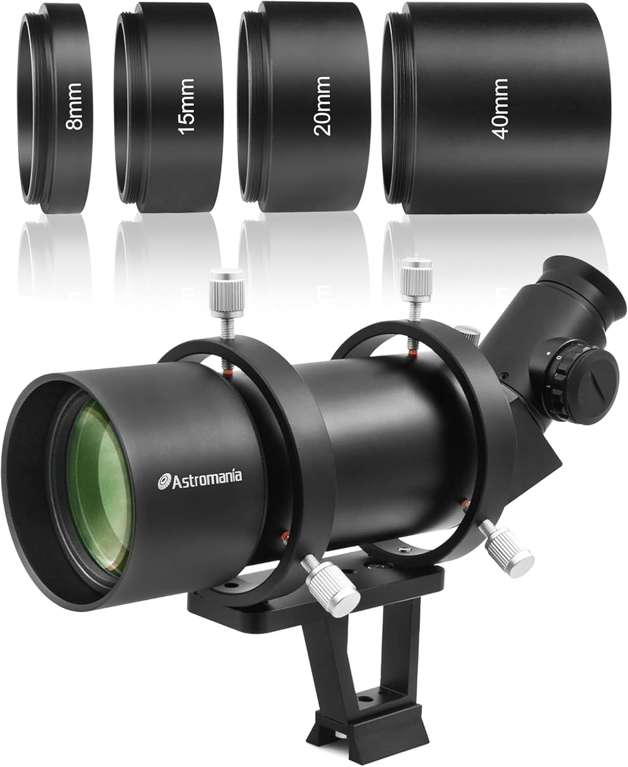 Astromania Astronomical T2-Extension Tube Kit for Cameras and eyepieces - Length 8mm 15mm 20mm 40mm - Bundle with - 10x60 Deluxe Finder Scope