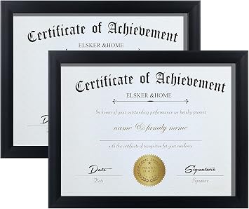 ELSKER&HOME 8.5x11 Certificate Frame - Classic Black Color Frame - Document&Certificate - Displays Diploma 8.5x11 Inch - For Document/Photo2 Pack