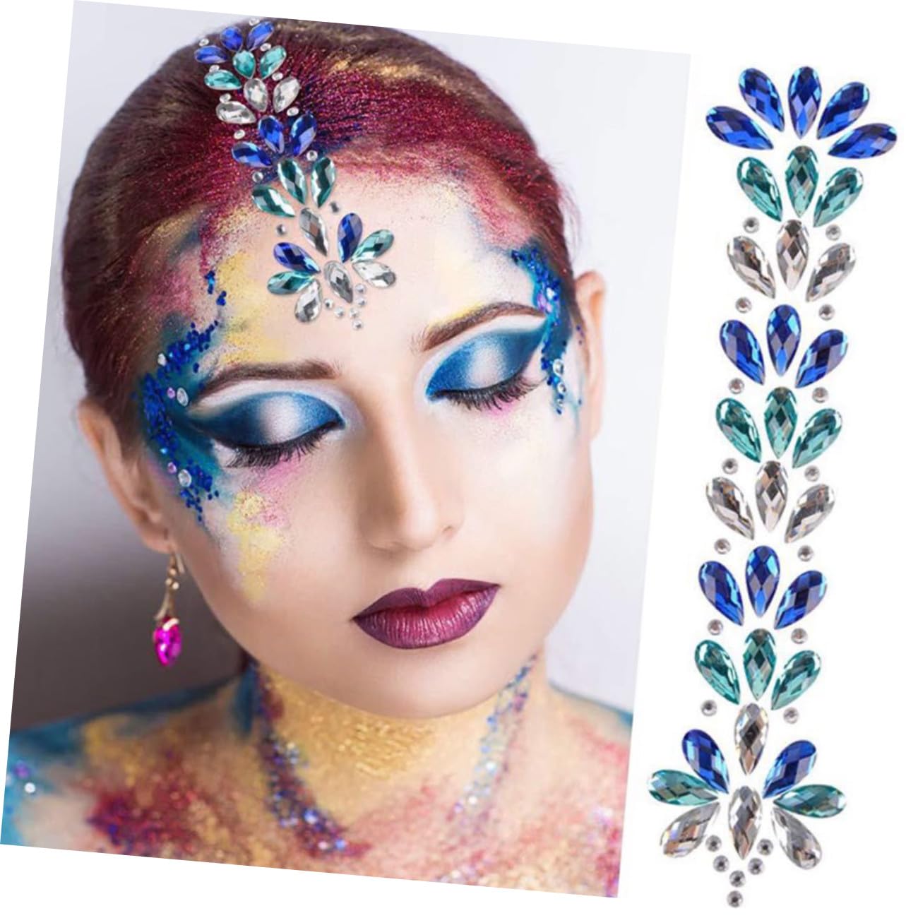 Angoily 10piezas Pegatinas Para Maquillaje Gemas Faciales Autoadhesivas Para Ojos y Festival Decoración Brillante Para Fiestas y Eventos