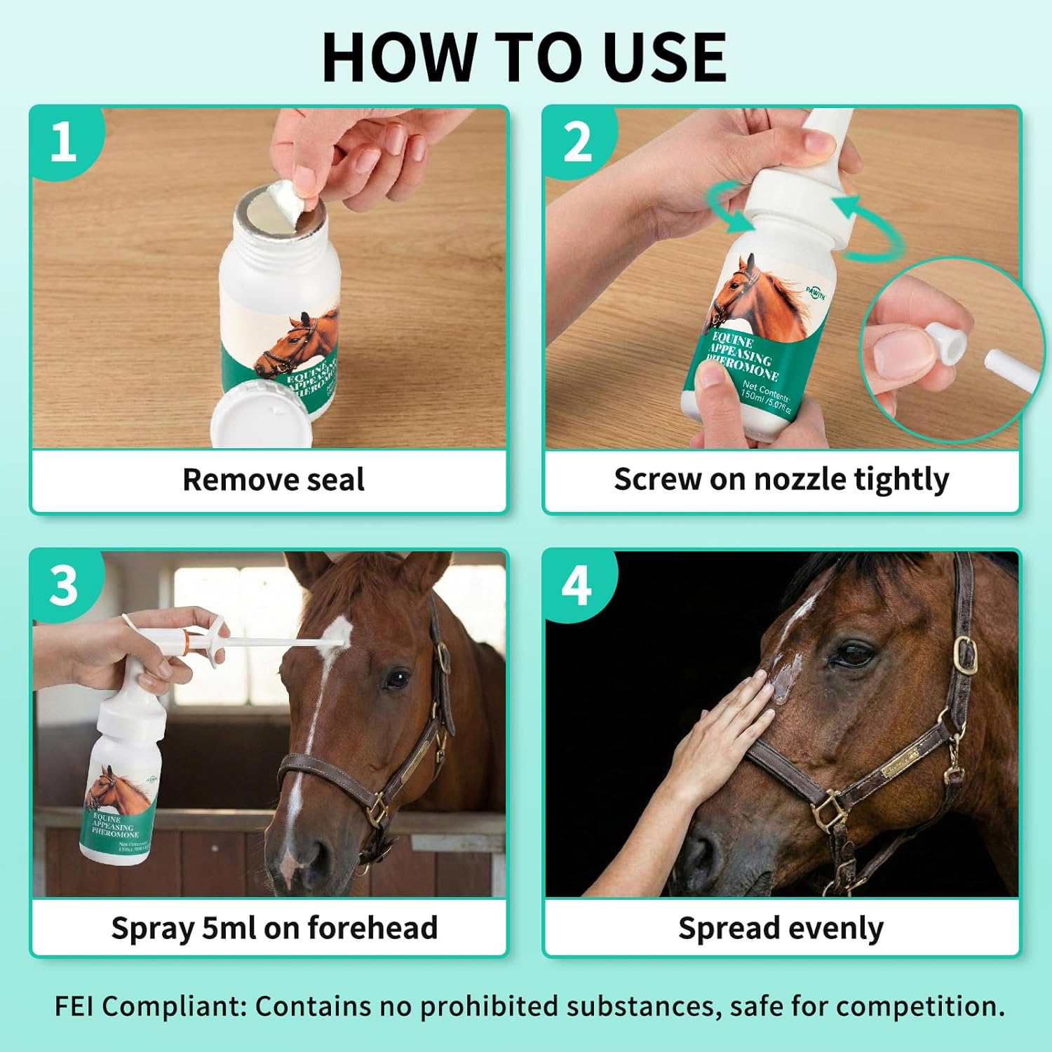 Equine Appeasing Pheromone 150ml Horse Calming Pheromone Gel – Concentrated 10% EAP Formula – Value Size (30 Doses) – Calms Anxious Horses During Travel, Weaning & Farrier Visits