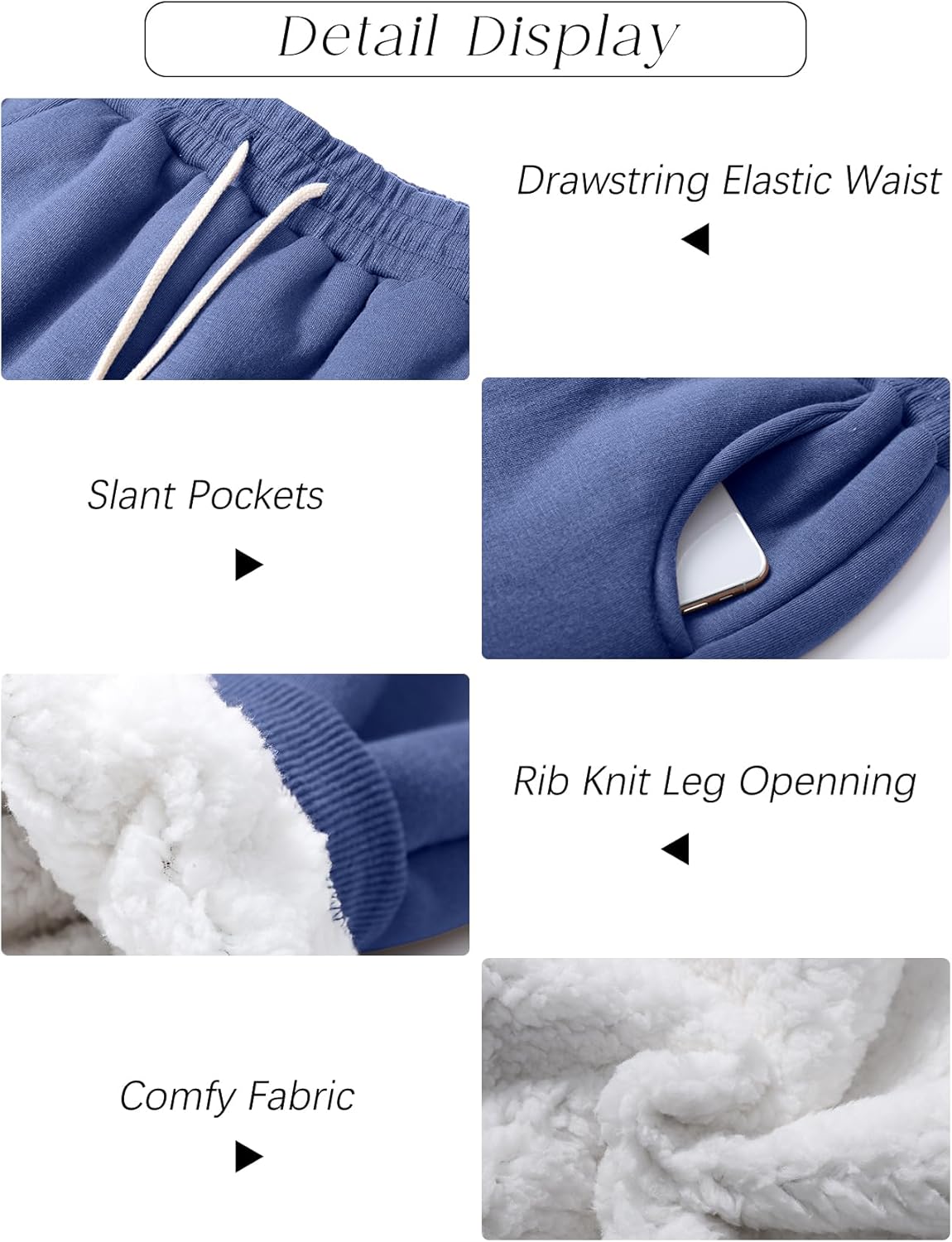 PEHMEA Women's Sherpa Lined Sweatpants Winter Warm, Fleece Joggers for Athletic Lounge - Image 5