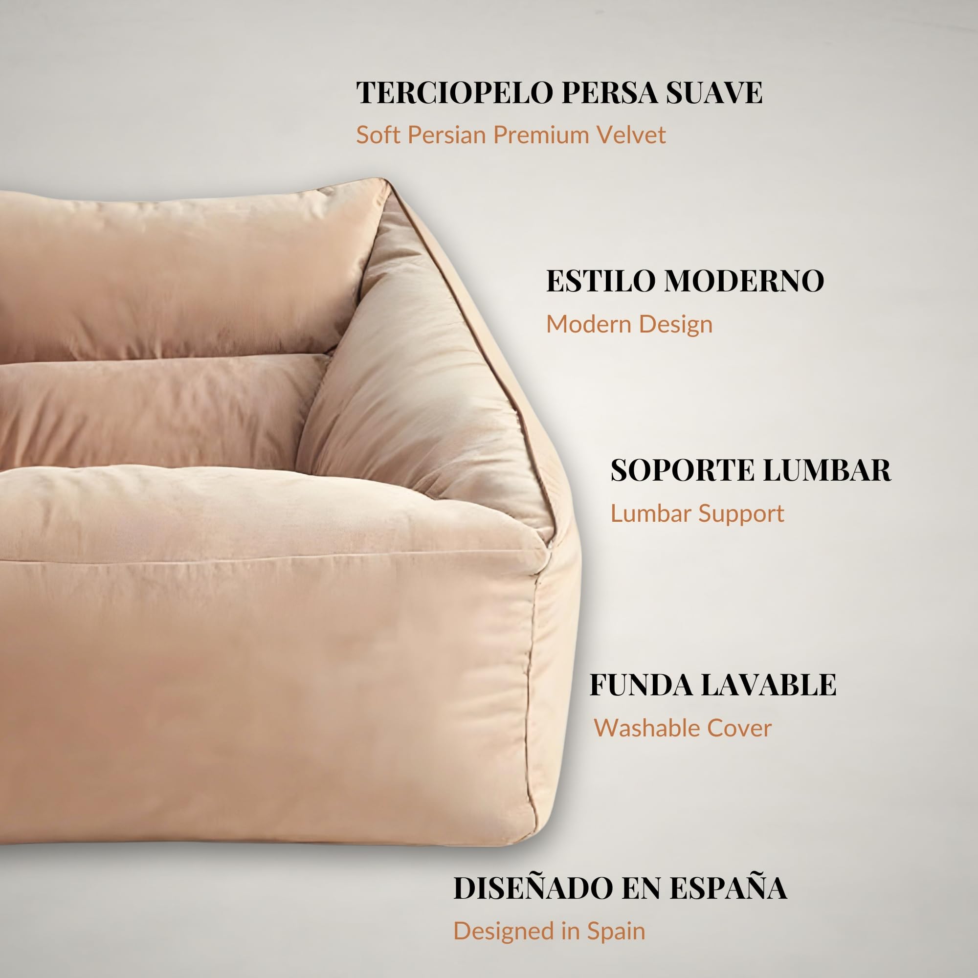 Aiire Sillón Puff con Relleno Incluido - Moderno Puf Salon, Dormitorio y Habitación Juvenil - Funda en Terciopelo Persa Desenfundable y Lavable - Bean Bag Infantil para Niños [70x70x60]