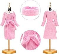 Vista 5 de 23 piezas de ropa y accesorios para muñecas, incluyendo 6 juegos de albornoces, pijamas, toallas, diadema, 3 pantuflas y 8 accesorios de aseo