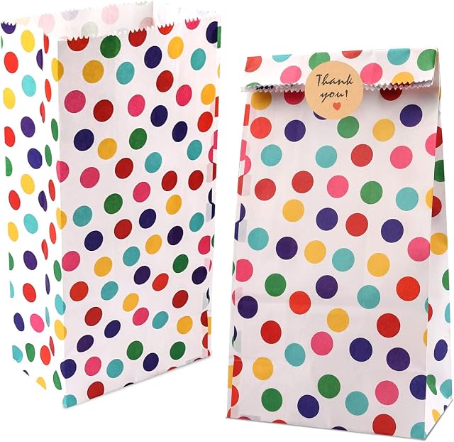 25 Pcs Paper Party Bags, Mini Paper Bags Party Bags for Kids Party Party Bag Fillers for Kids with Stickers for Kids Party Birthday Valentines' Day Wedding Gifts