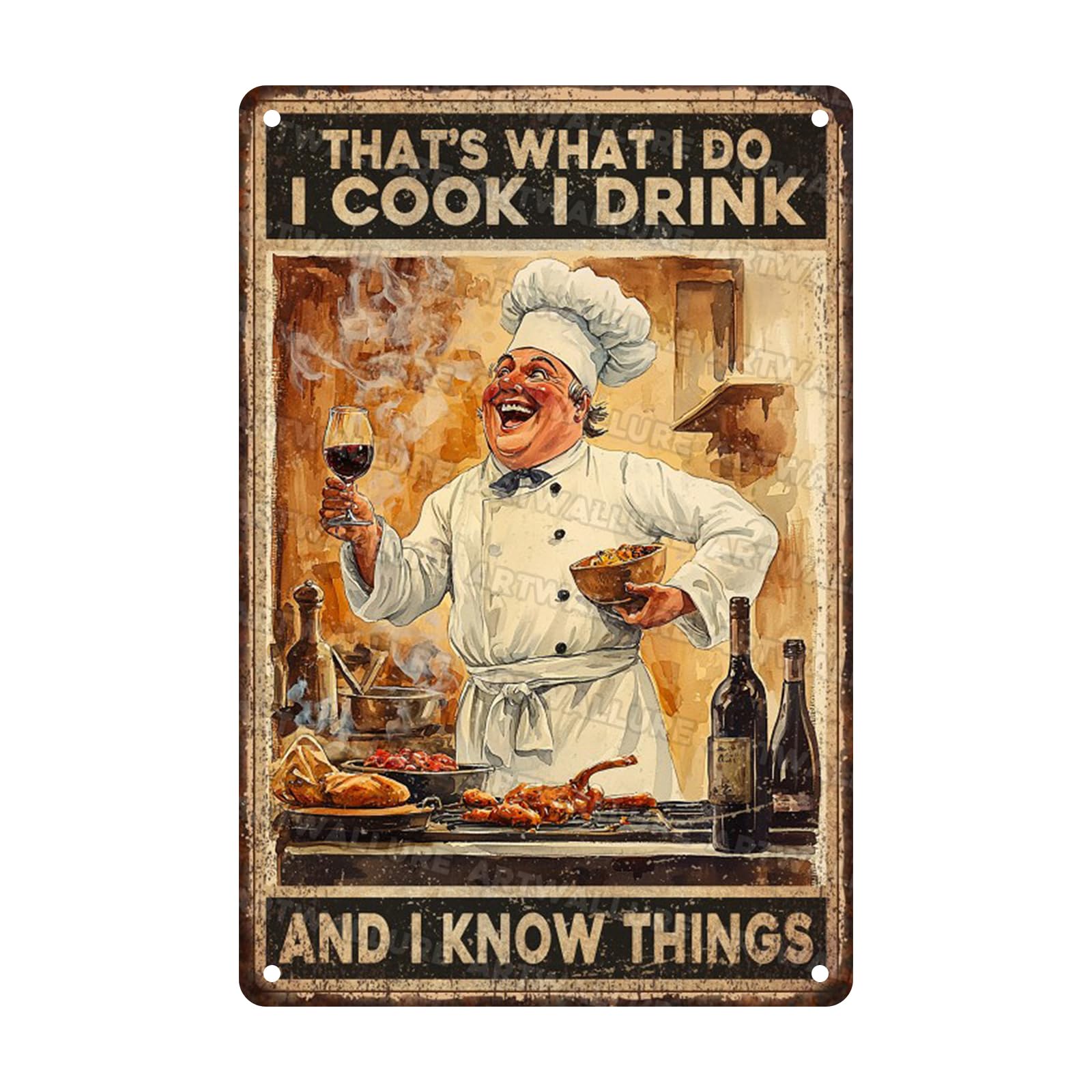 Retro Metal Tin Sign Kitchen Wall Decor Rustic Cooking Drinking Quote Plaque Vintage Iron Art For Home Bar Restaurant Man Cave 8x12inch