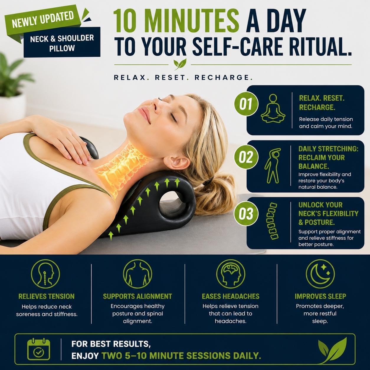 BREEV® Neck & Shoulder Massager Pillow – Deep Tissue Pressure for Muscle Knots & Daily Tension, Trigger Point Relaxation, Cervical Alignment & Upper Back Stretch, Gift for Men & Women