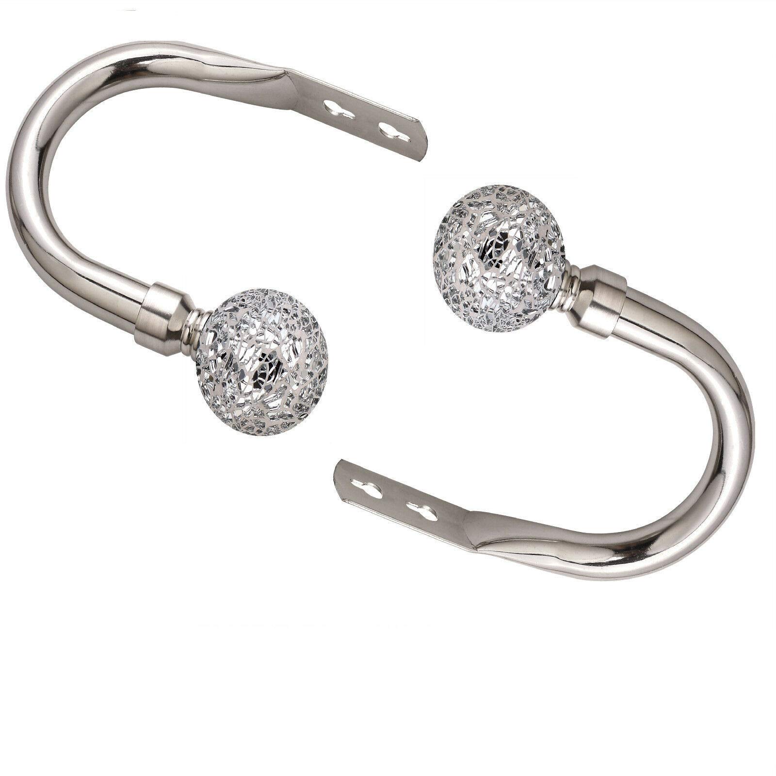 Viceroy Bedding ['Chrome'] Mosaic Ball Pair Of Matching Holdback To Stunning Curtain Poles (Chrome, Pair Of Holdback)