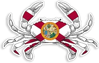 Florida State Flag Crab Sticker FL Fishing Decal Vinyl Die Cut Car Truck Boat Bumper Window Graphic