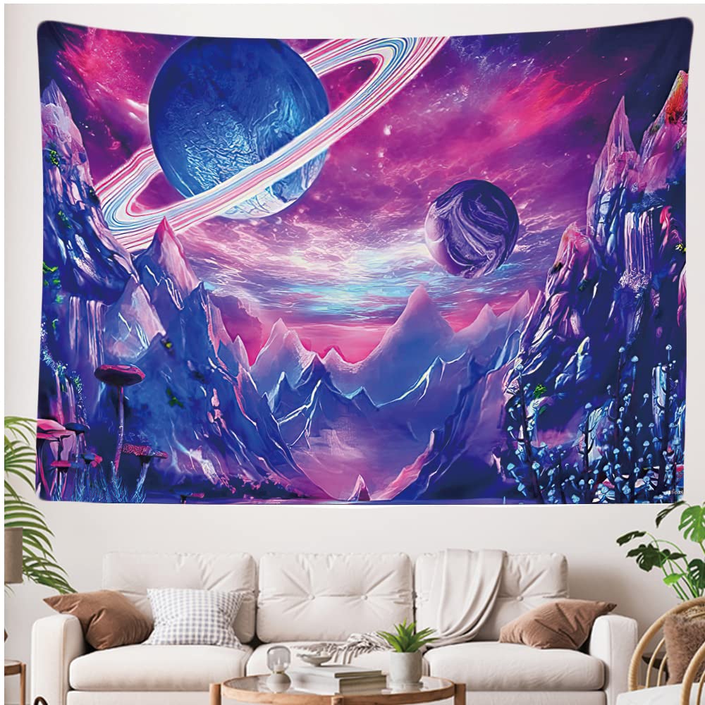 Ulticool, Tapestry Decoration Home, Planets Purple Mountains Sea, 200 x 150 cm, Wall Towel Wall Hangings - Image 4