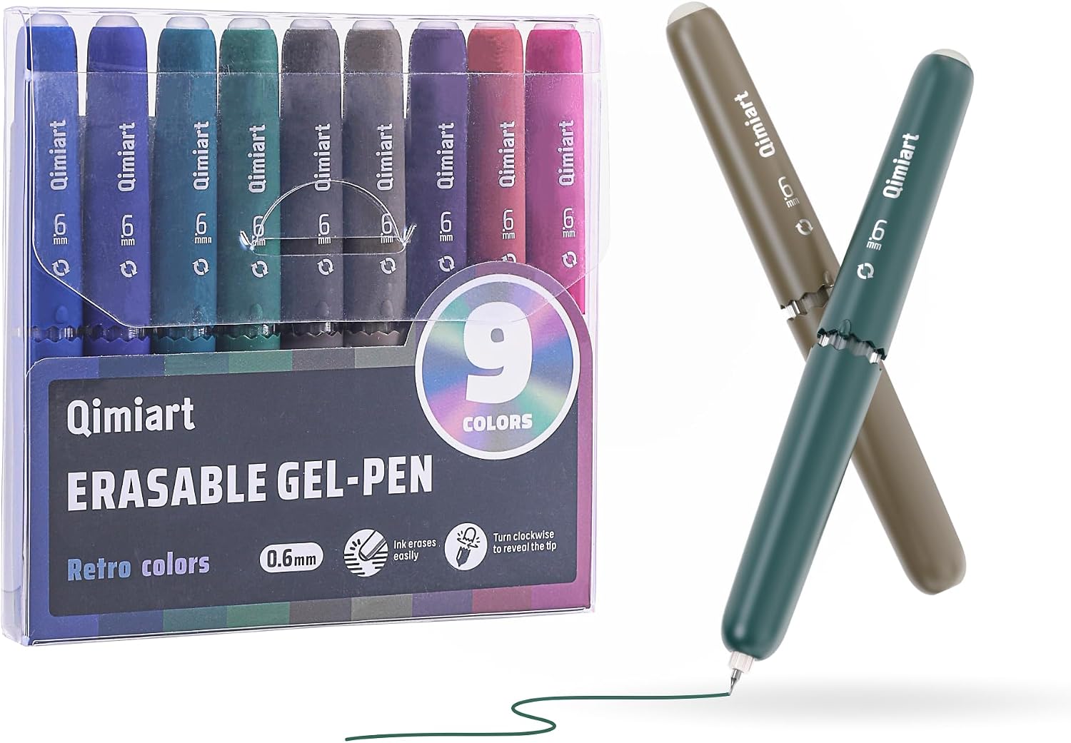 languo Erasable Gel Pens, 0.6mm Fine Point Twist Retractable Erasable Pens, Multi-Color Erasable Ink Pens for Writing, Drawing, Journaling and Planners, 9 Pack Retort Colors