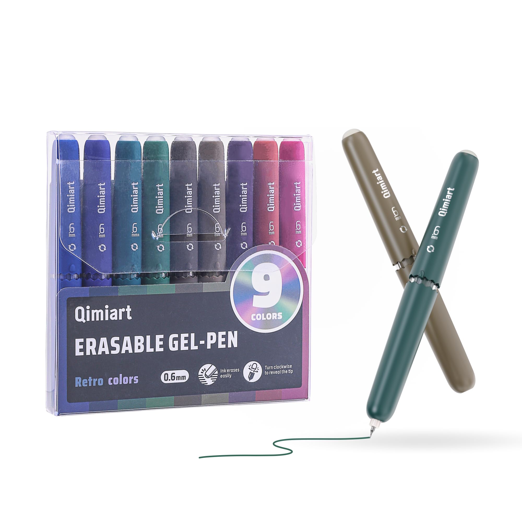languo Erasable Gel Pens, 0.6mm Fine Point Twist Retractable Erasable Pens, Multi-Color Erasable Ink Pens for Writing, Drawing, Journaling and Planners, 9 Pack Retort Colors