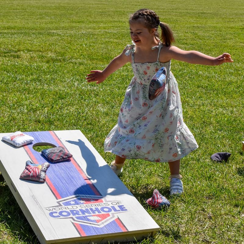 Official Cornhole Bags Set of 8– Regulation Size & Weight Professional Corn Hole Bean Bags– Tournament Grade Dual-Sided Fabric– All-Weather Resin Fill– Pro Bags