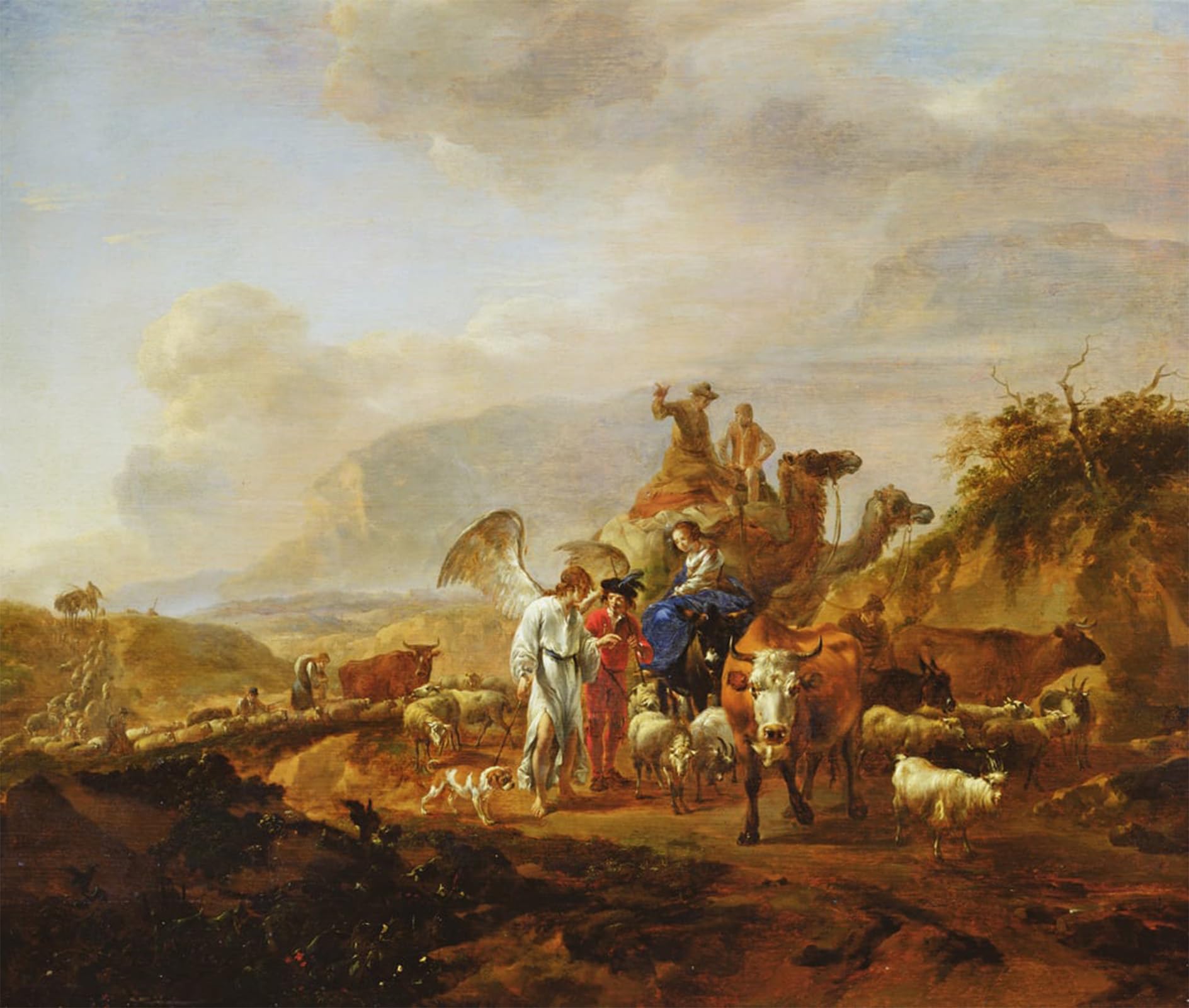HRJUBWREE Famous Paintings Pictures Artwork Picture the Return of Tobias by Nicolaes Pietersz Berchem Photo Wall Print for Office Decor 60x90cm